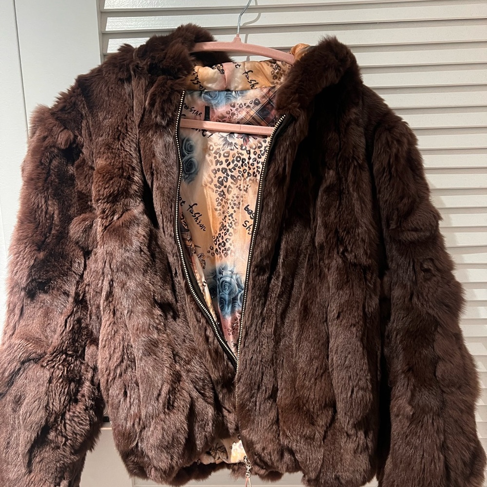 Luxurious Rabbit Fur Brown Jacket